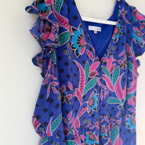 Baltic Born Plus Size 2X Biscayne Maxi Dress in Rayanne Indigo Print Ruffle Blue - Picture 8 of 11